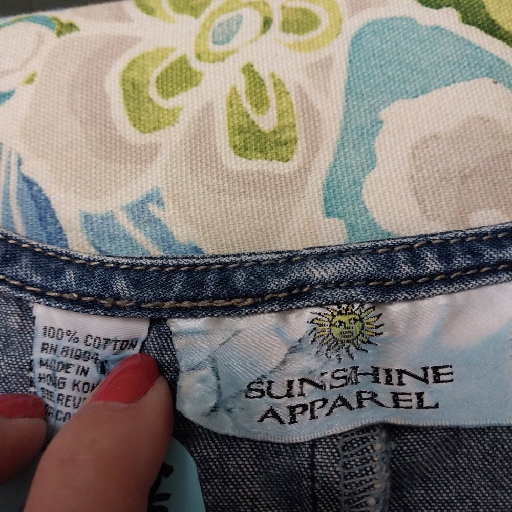 3645 Size 1XL Upcycled Denim Jumper by Sunshine Apparel with Lace Trim. - Picture 14 of 15